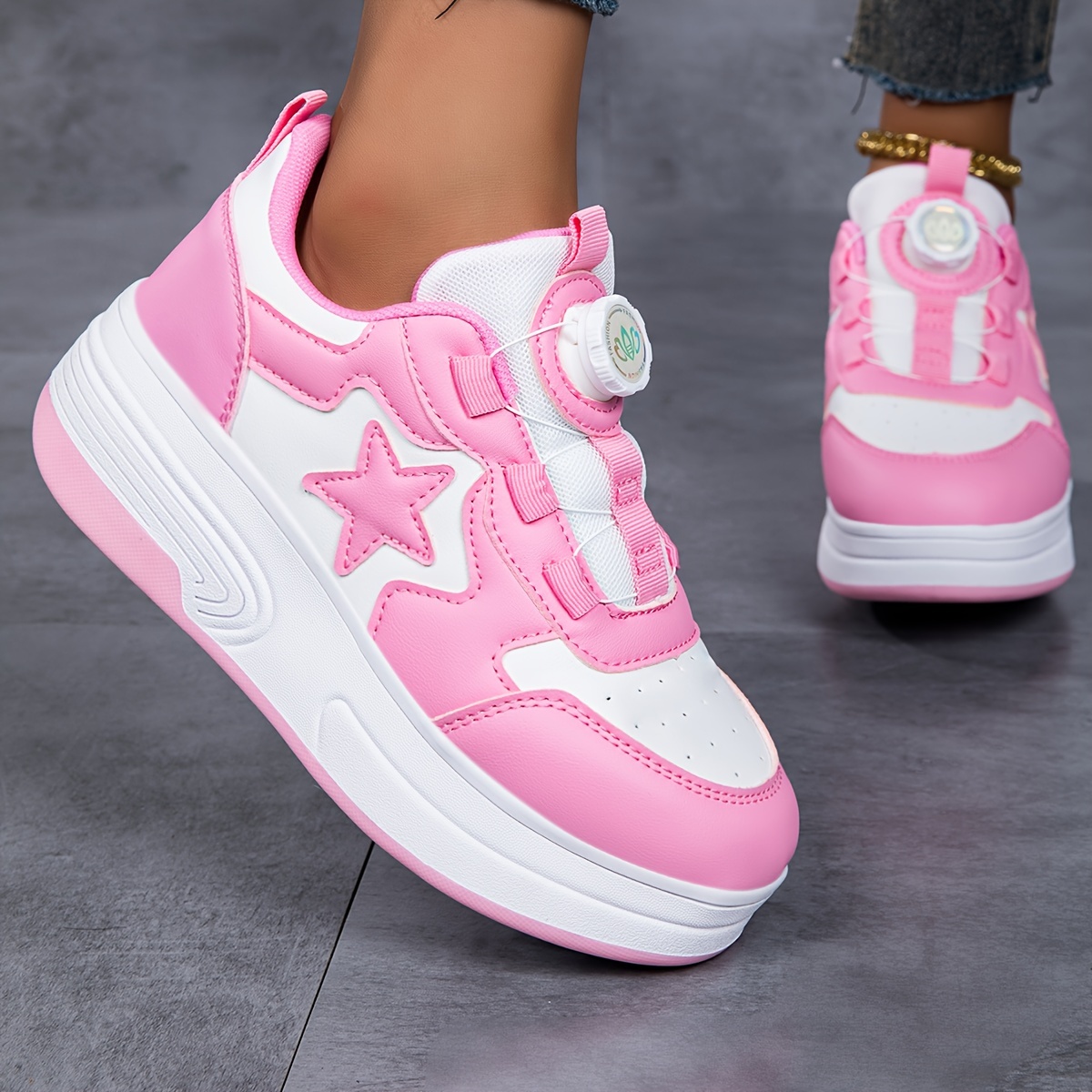 Pink Girls' Roller Skates - Double-wheel Skate Shoes - Outdoor Sneakers for All Seasons - For Girls - Suitable for Holiday Gifts, Christmas Gifts, and New Year Gifts - Fun and Active Play