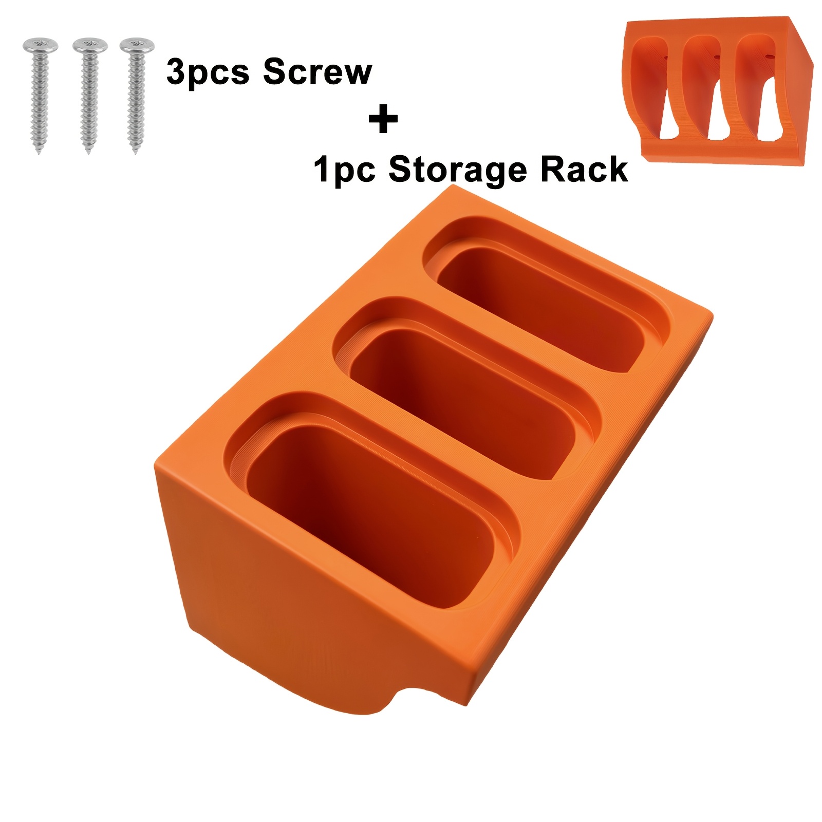 TEMU Support Mural à 3 Fentes pour Outils (Orange) - Peut contenir jusqu'à 3 outils ; Inclut 3 vis de montage pour un rangement sûr et antidérapant ;