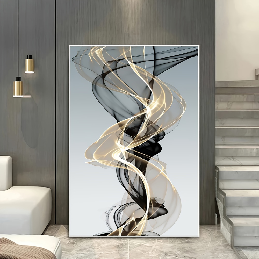 

Frameless Modern Abstract Line Canvas Wall Art - 31.49x47.24 Inches, White, No Electricity Needed, Ideal For Living Room And Bedroom Decor