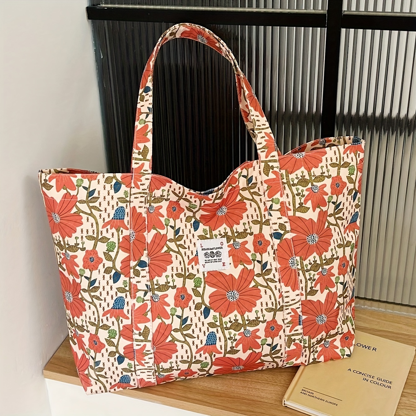 TEMU Floral Bag Women Large Capacity Tote Casual Bag