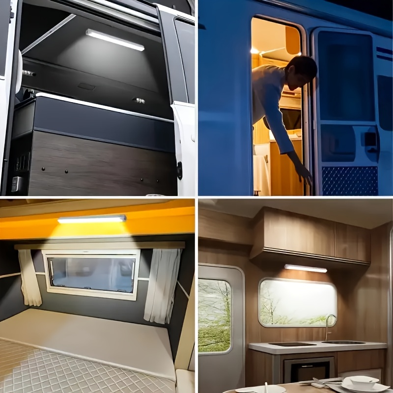1pc Wireless LED Motion Sensor Light Strip - Rechargeable Magnetic Night Light for RVs, Kitchens, Wardrobes & Hallways, USB-Powered, Energy-Efficient, Easy Installation, Low Voltage, 400mAh Battery, Polymer Material, Rechargeable Motion Sensor Light RV Interior Lighting