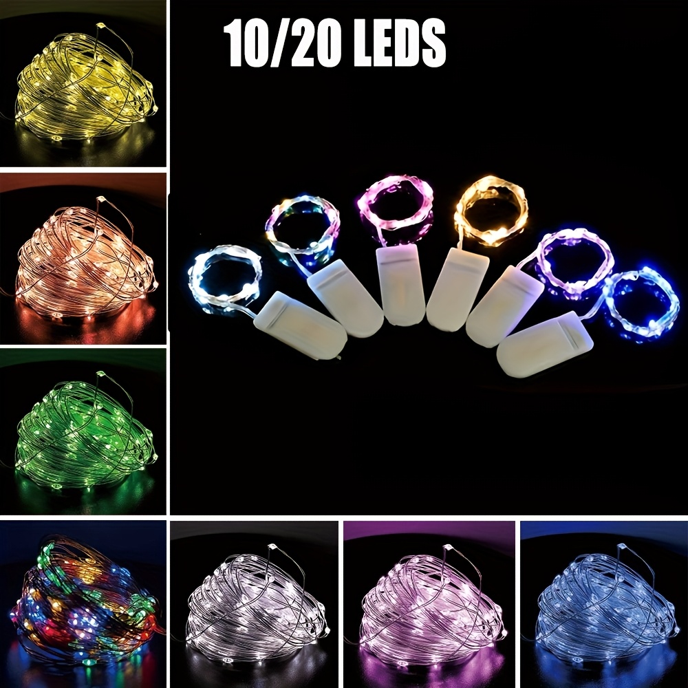 2er-set feenlichterketten - 10/20 led sternenlichter für weihnachten, hochzeiten & diy-dekor | batteriebetrieben, silberne kupferdraht-glühwürmchen-lichter