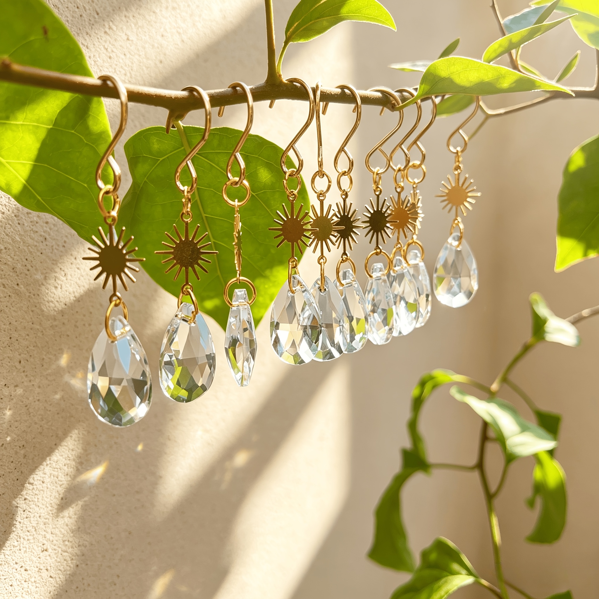 TEMU 10 stuks kristallen planten decoratieve hangornamenten, glazen zonnevangers, zonreflecterende prisma's, accessoires voor kamerplanten,