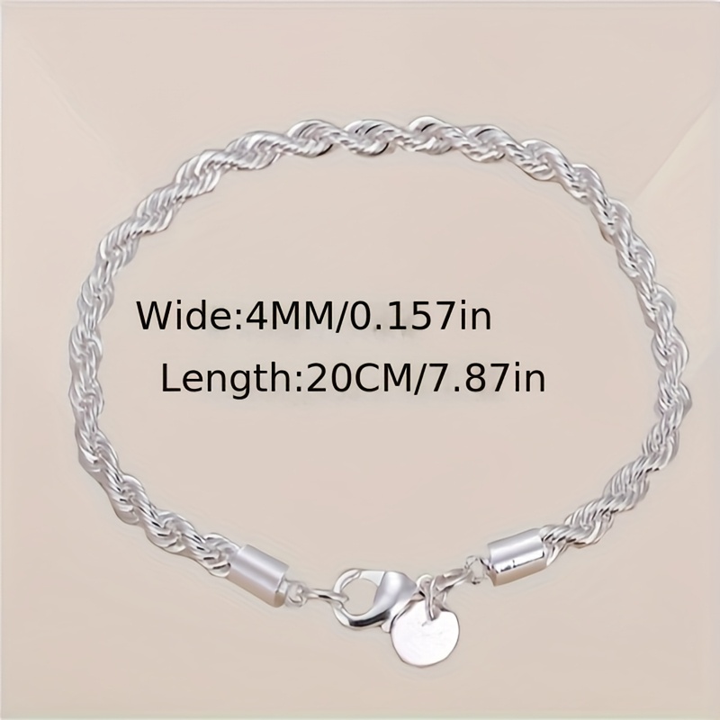 European and American Popular Fashion 4mm Twist Rope Silvery Plated Bracelet Christmas Thanksgiving Gift
