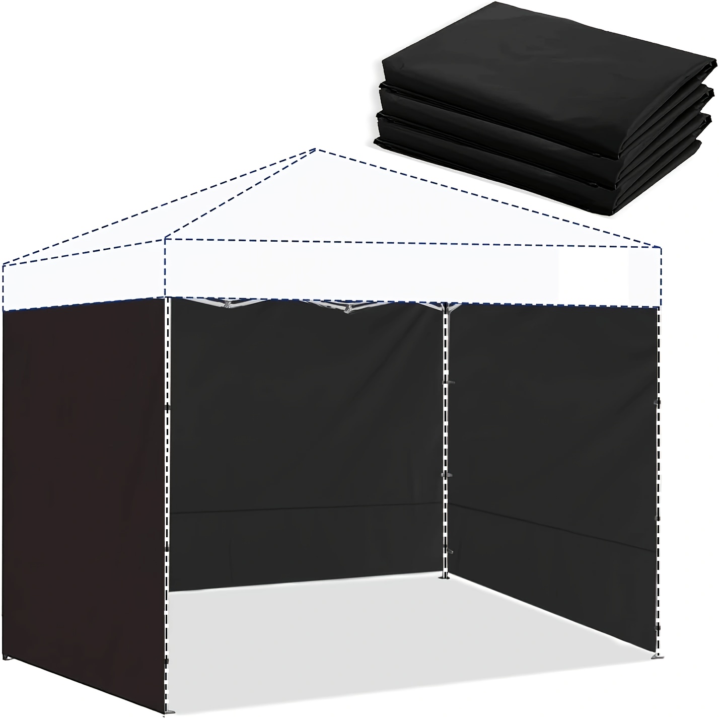 TEMU Trois parois latérales, adaptées aux parois latérales d'auvent portable de 10 pieds x 10 pieds, adaptées aux stands temporaires, pare-soleil
