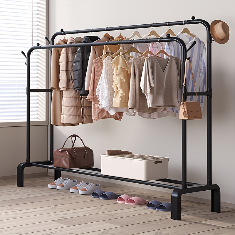 

Space-saving Metal Clothes Rack - Iron Construction With Easy , Ideal For Coats, Bags & Shoes, Home, Office, Indoor/outdoor Use, Painted , Plastic , Moving Accessories