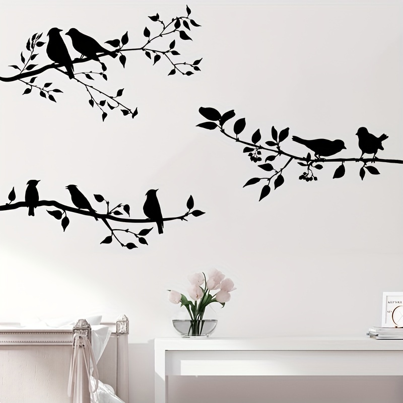 Easy-apply & Bird Wall Decals - Removable Pvc Stickers For Living Room, Bedroom, And Tv Background Decor