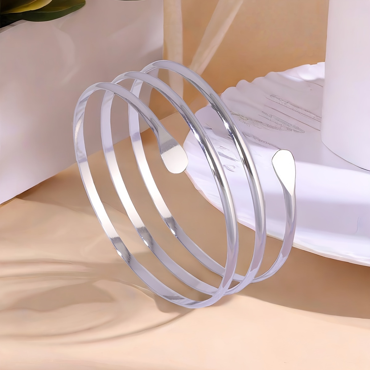 Metal Four Layer Hollow Spiral Women's Arm Ring