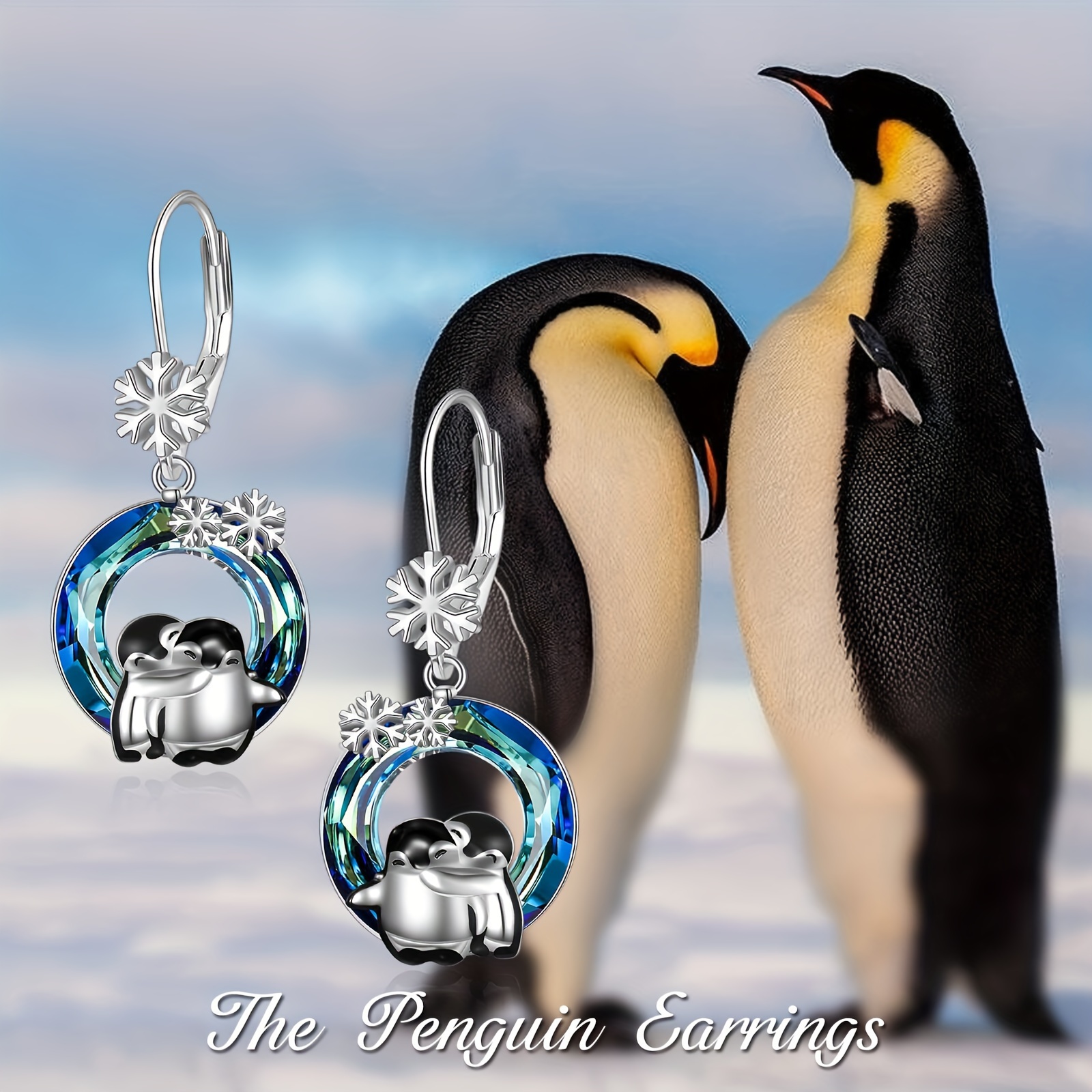 Women's Sterling Silver Cute Penguin Earrings, Gift for Her