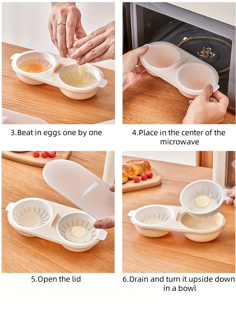 easy microwave egg poacher dual cup bpa free abs kitchen gadget for perfectly cooked eggs details 4