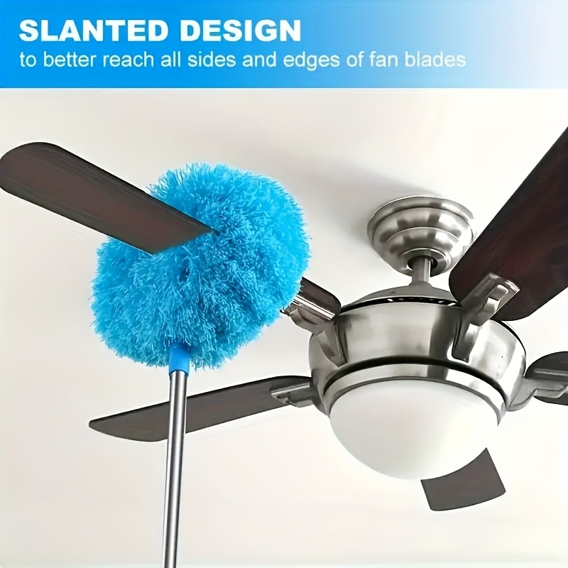 

2pcs Extendable Microfiber Duster With Stainless Steel Handle - Non-scratch, Bendable Head For Of Ceiling Fans, Furniture & More - Washable & Reusable Ceiling Fan Cleaner Duster