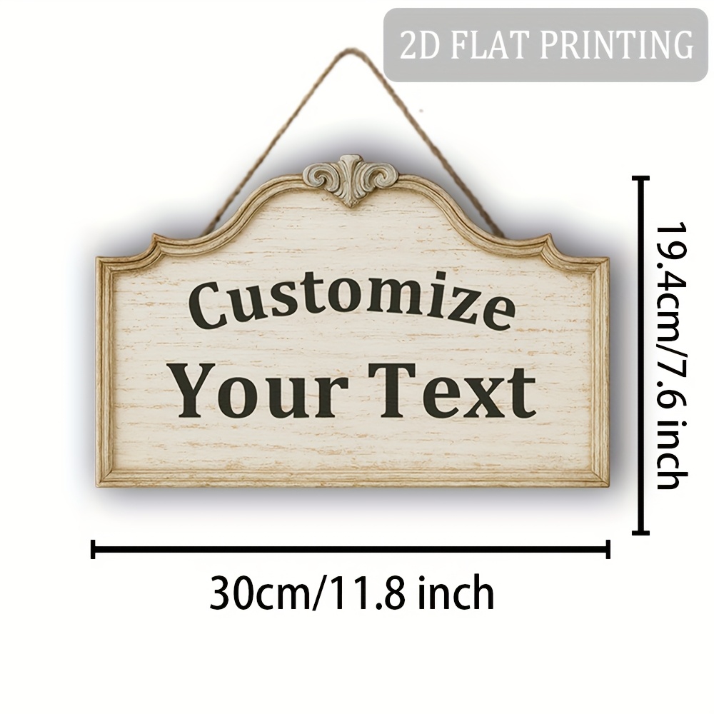 TEMU 2d Flat, Customizable Rustic Wooden Door Sign, Personalized Text Wall Art For Front Porch, Outdoor Decoration, Floral Country Style Door Sign