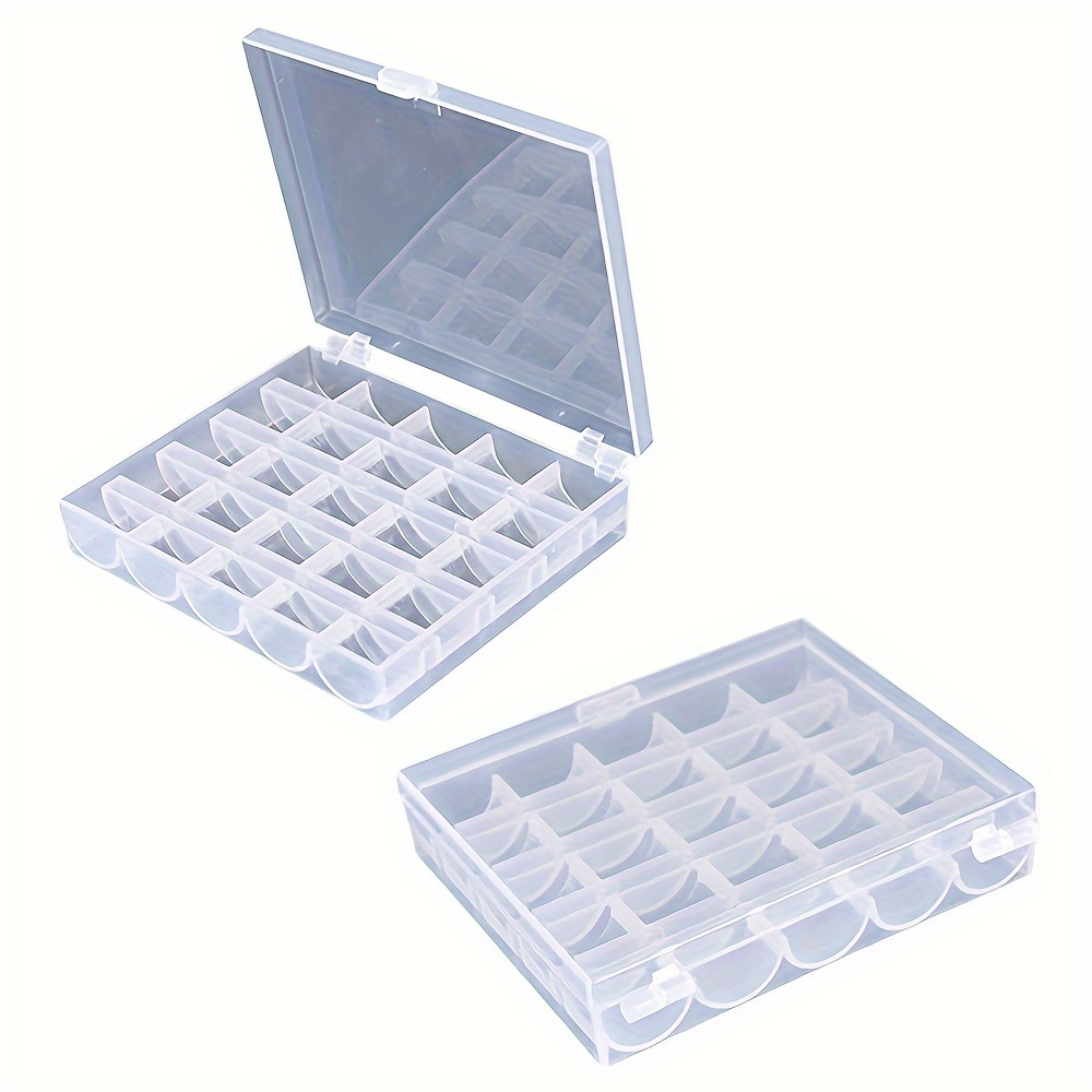 

secure" 25-slot Clear Plastic Bobbin Organizer Case - Durable Sewing Machine Spool Storage Box For Home & Travel Use