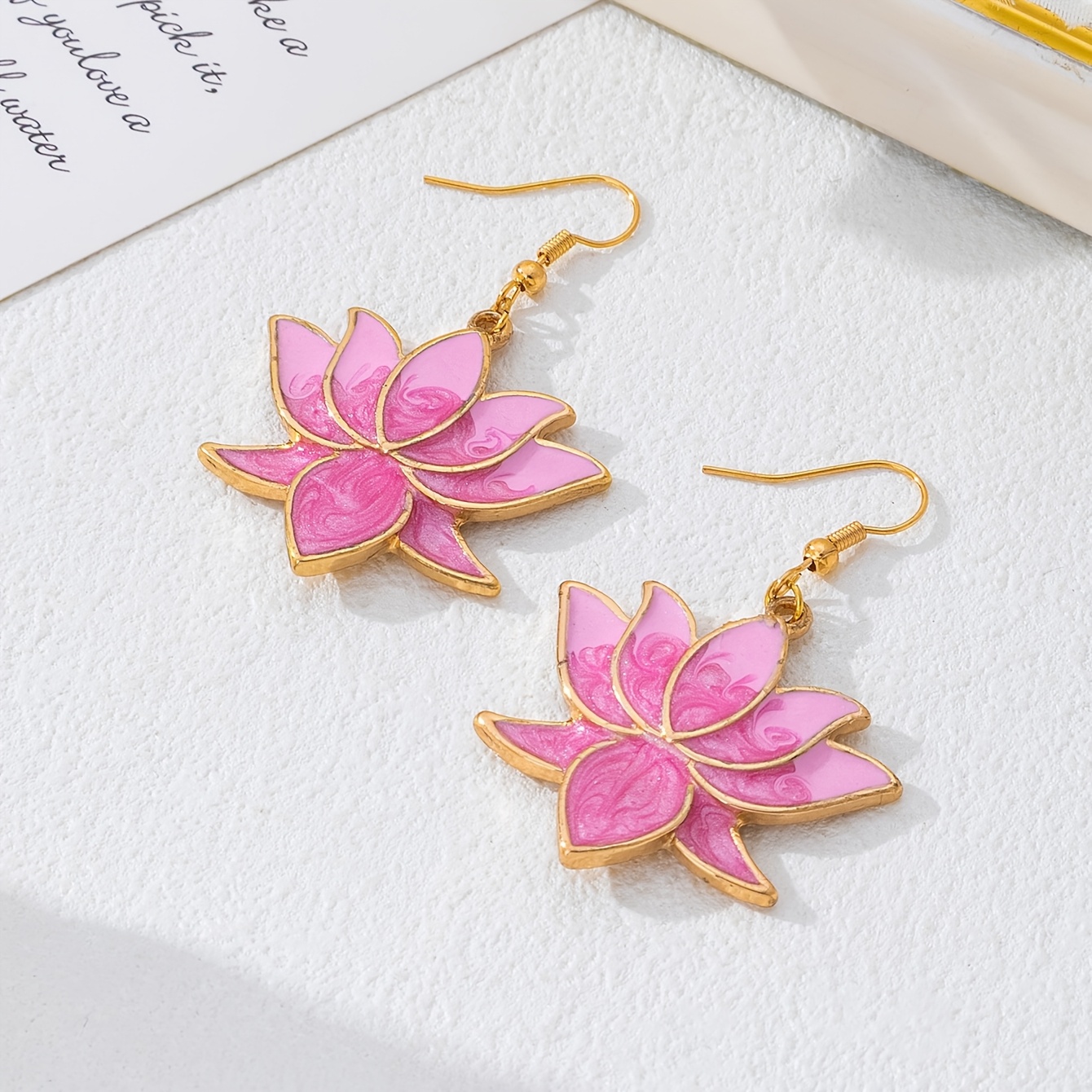 E-shop 1 Paar modische, individuelle, trendige neue Öl-Tropfen Lotusblumen Ohrringe für Damen, High-End, für alltägliche Freizeitkleidung