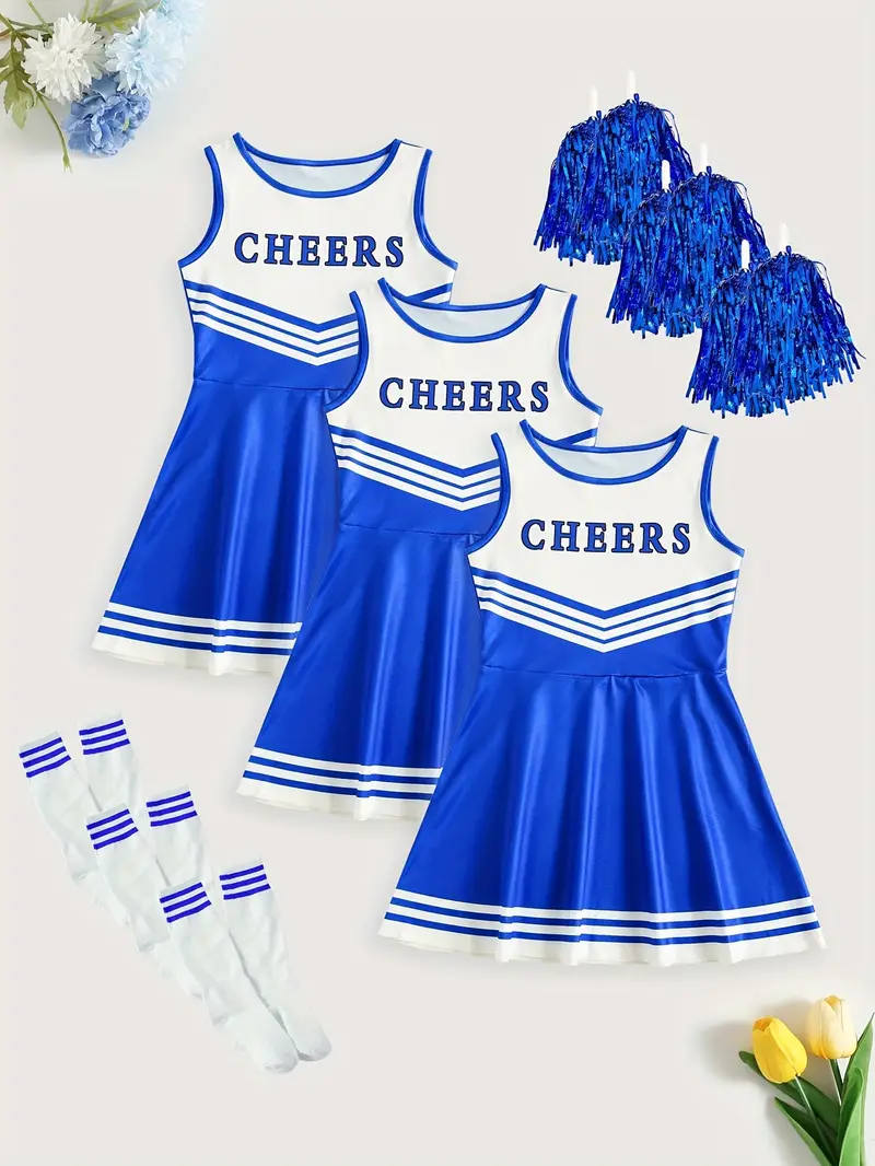A Cute And Sweet Three-Piece Cheerleader Outfit for Kids * Performances, Back-To-* And Festive Parties, for Outdoor A Cute And Sweet Three-Piece Cheerleader Outfit for Kids * Performances, Back-To-* And Festive Parties, for Outdoor