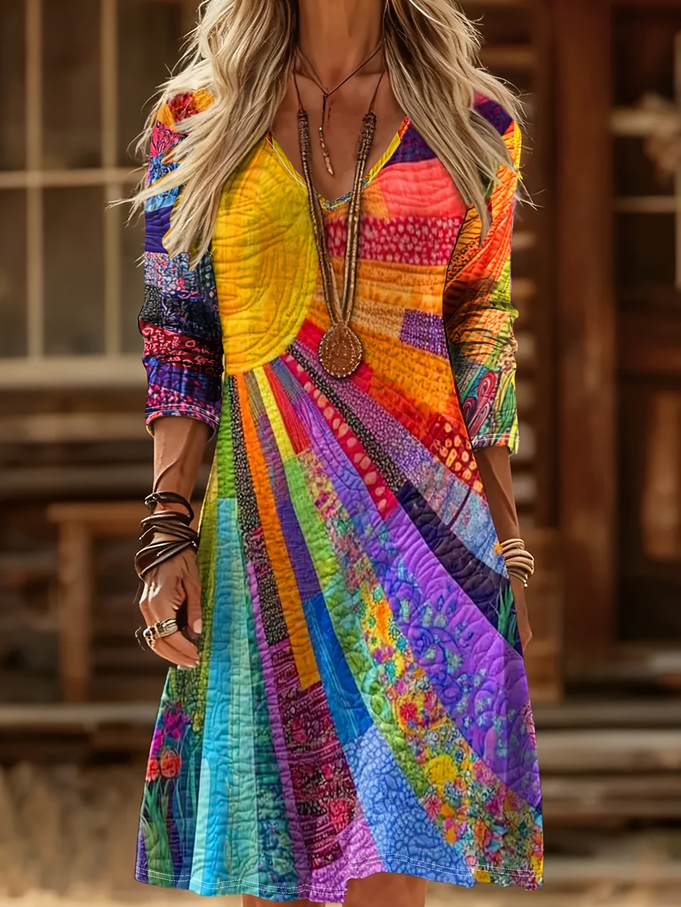 chinese dress ladies Rainbow Summer Multi Color Maxi Dress