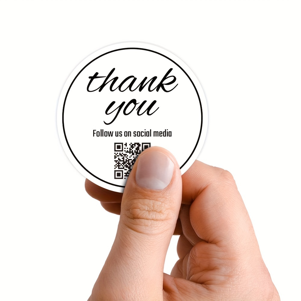 

100pcs White 'thank You' Qr Stickers For Small Business - Pvc, English Text, Use & Customer Guidance To