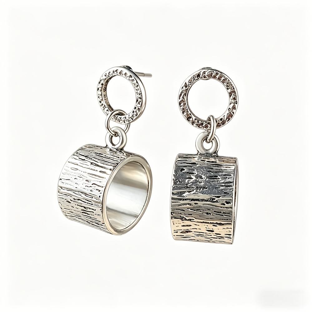 Vintage Hammered Texture Cylindrical Earrings