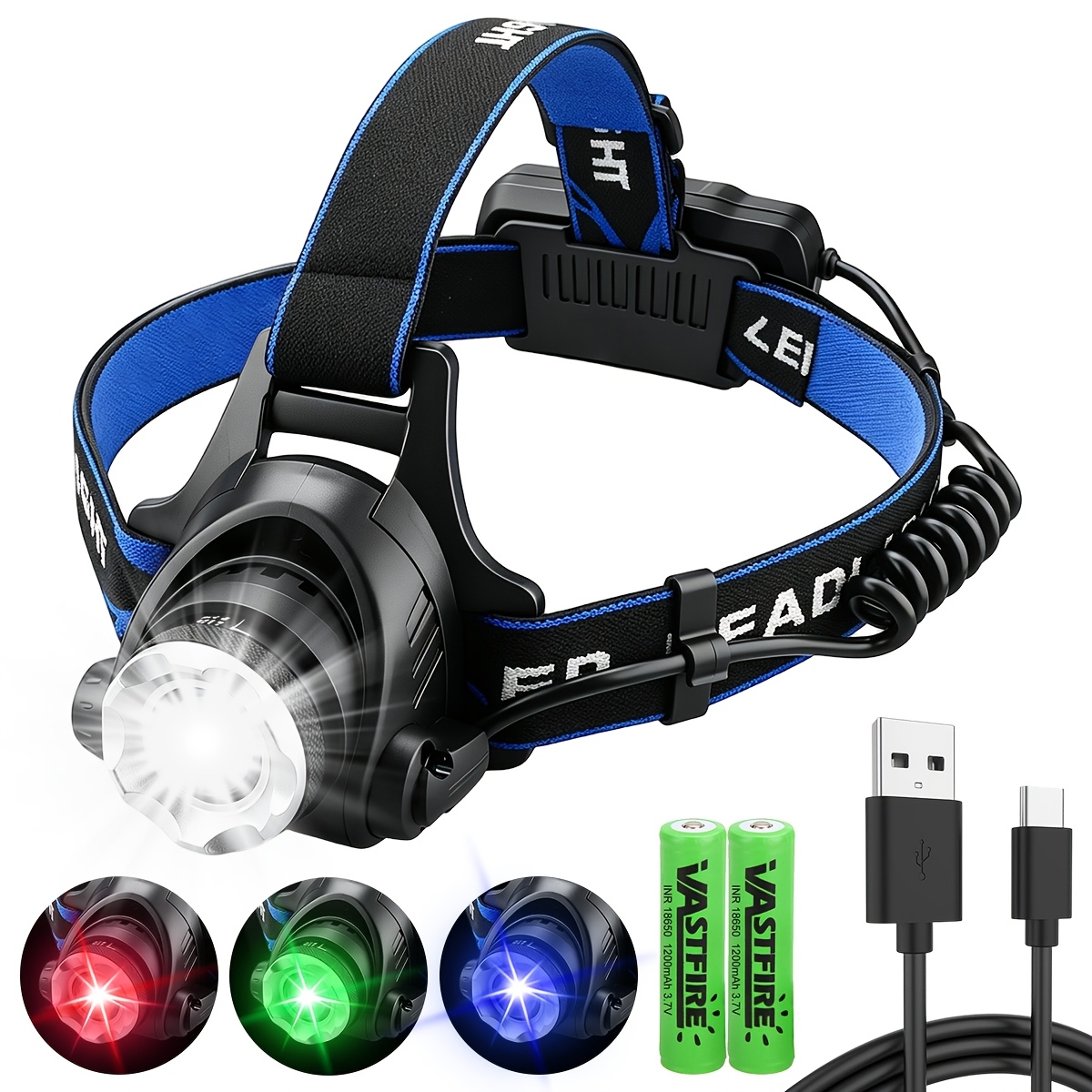 headlamp red light rechargeable sold on Temu United States