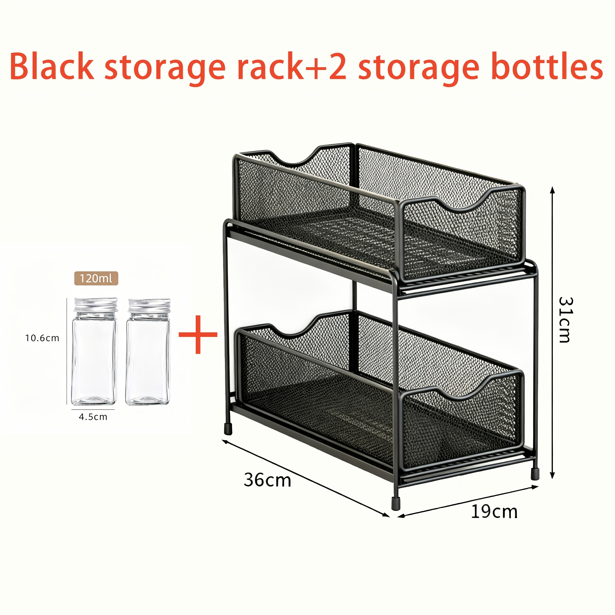 TEMU 1pc Double-layer Pull-out Storage Rack, Sink Storage Rack, Kitchen Storage Device, Thickened Material, No Installation, Can Pull Design, Grid