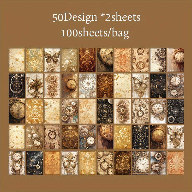 Image of 100 Sheets Per Book Of Mini Size Decorative Paper From The With A Vintage Theme, Suitable For Occasions, Embellishments, Journal Additions, Album Diary Decorations, Junk Journal Embellishments