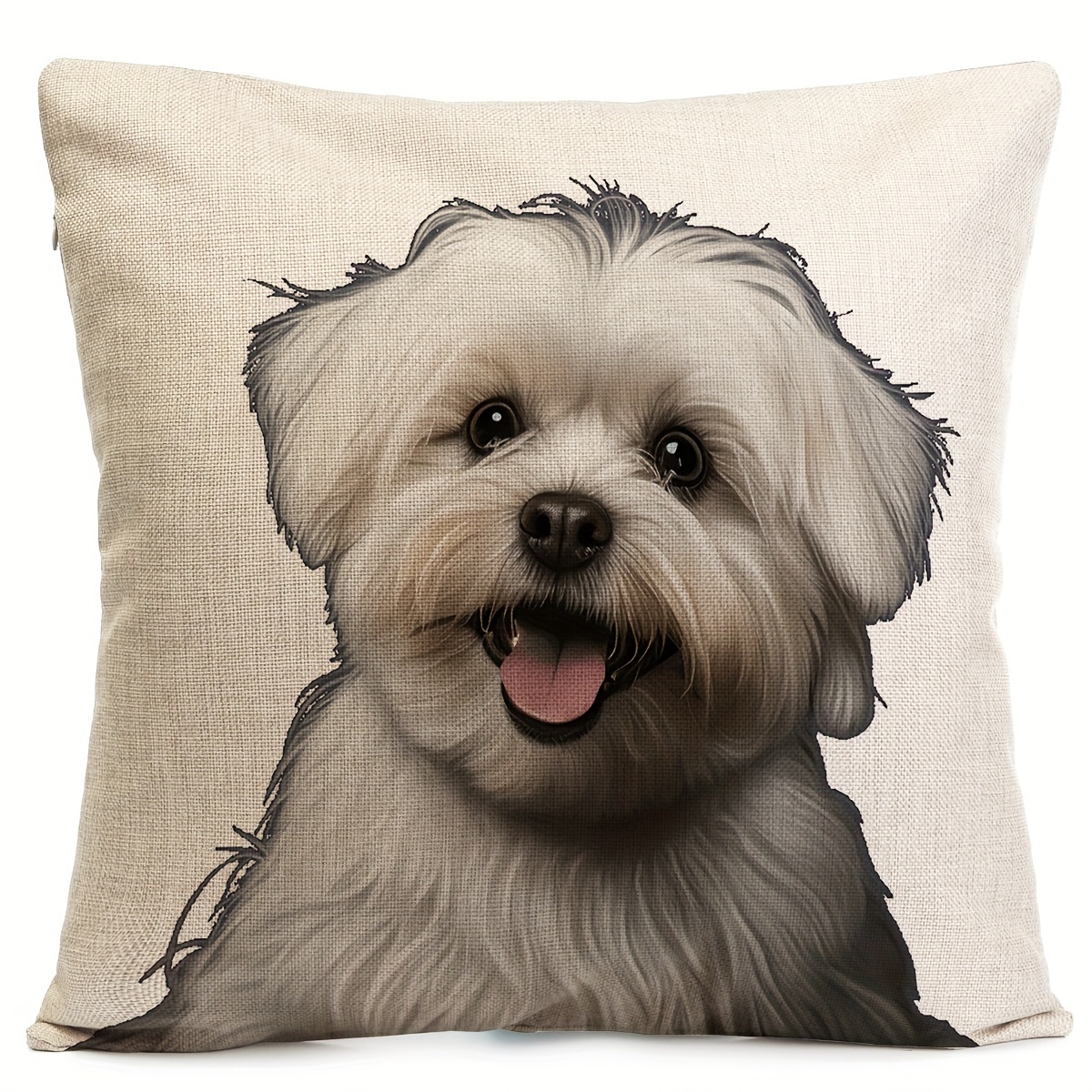 1pc Linen Cushion Cover 18x18inch Dog Throw Pillow Temu Canada