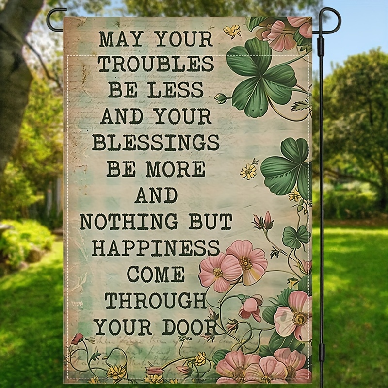 

1pc, St Patrick's Day Garden Flag, Waterproof Irish Blessing Yard Outdoor Home Decorative Small Flag, House Lawn Outside Decorations Seasonal Farmhouse Burlap Decor Double Sided 12 X 18inch