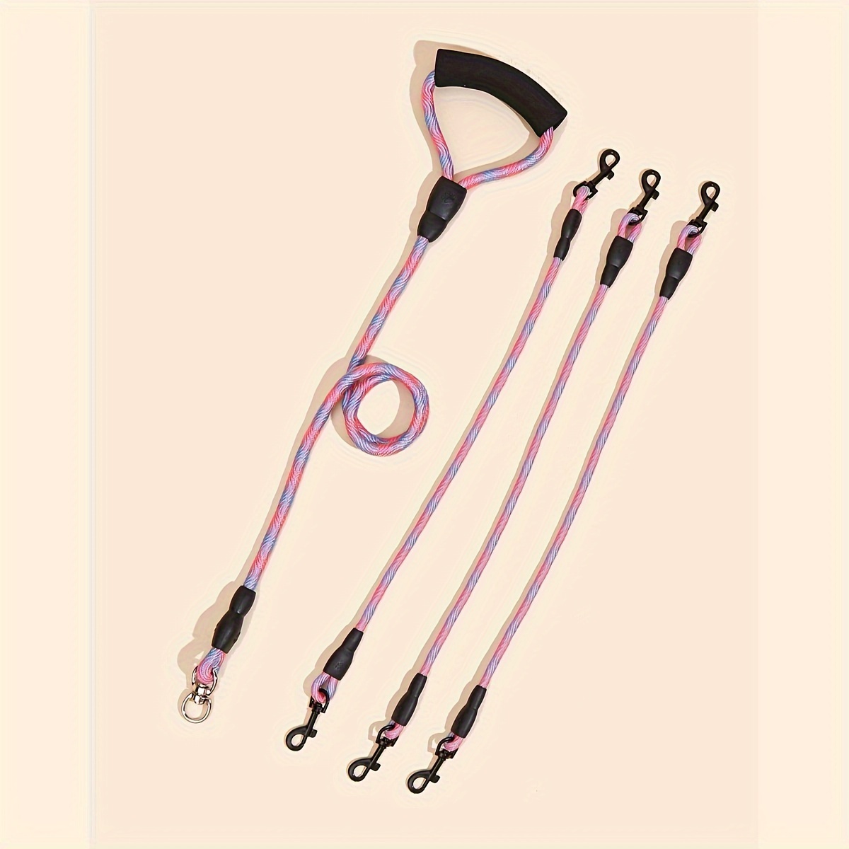 Image of Double Head 3 Head Dog Walking Leash, Corrugated Pattern, Detachable, Non-entangling Pet Rope, Suitable For Walking 2 Pets. The Dog Leash Or 1 By 3 And Is Detachable To Prevent