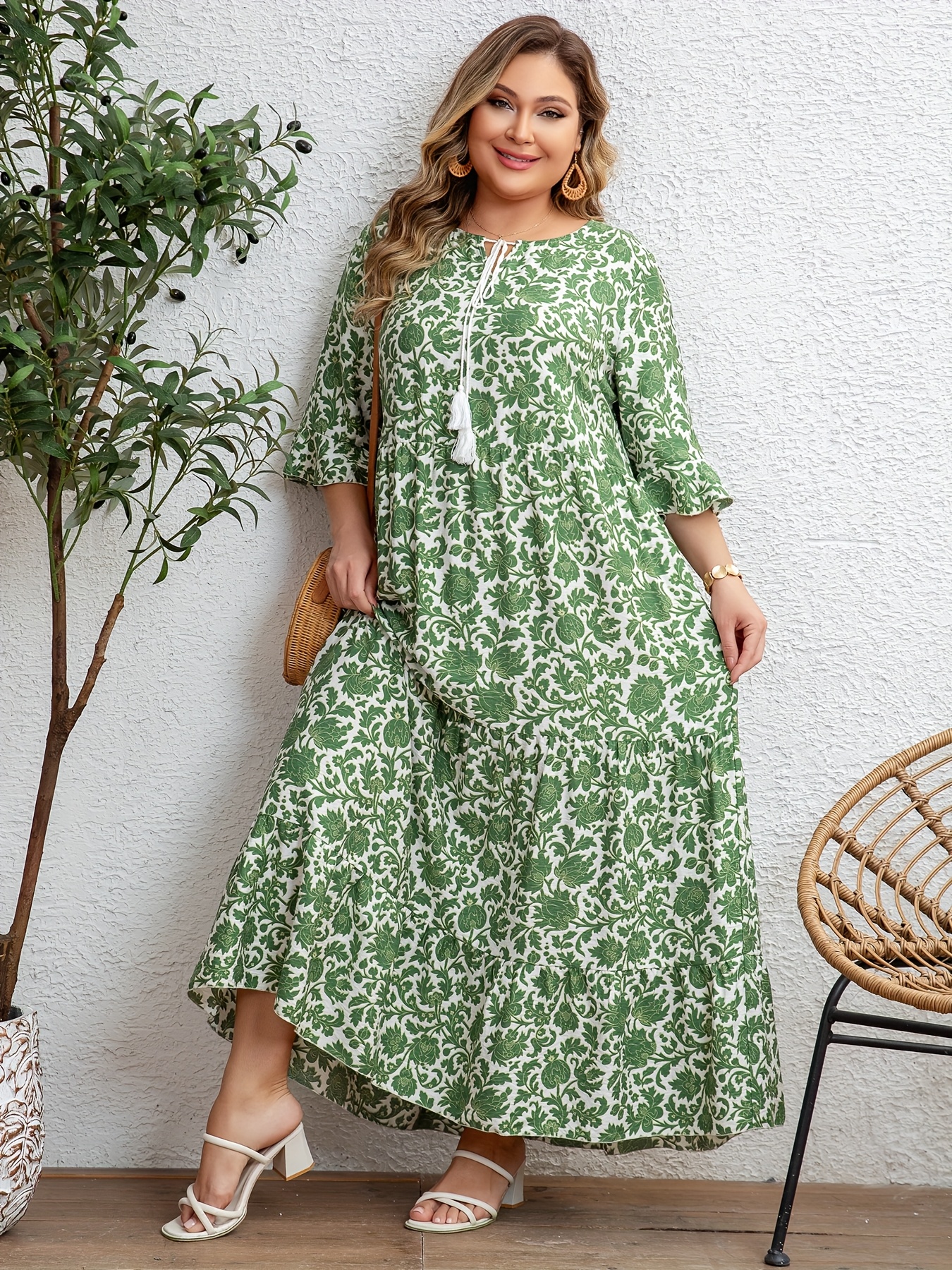 chinese dress ladies Haslet Floral Palmer Poplin Tiered Maxi Dress