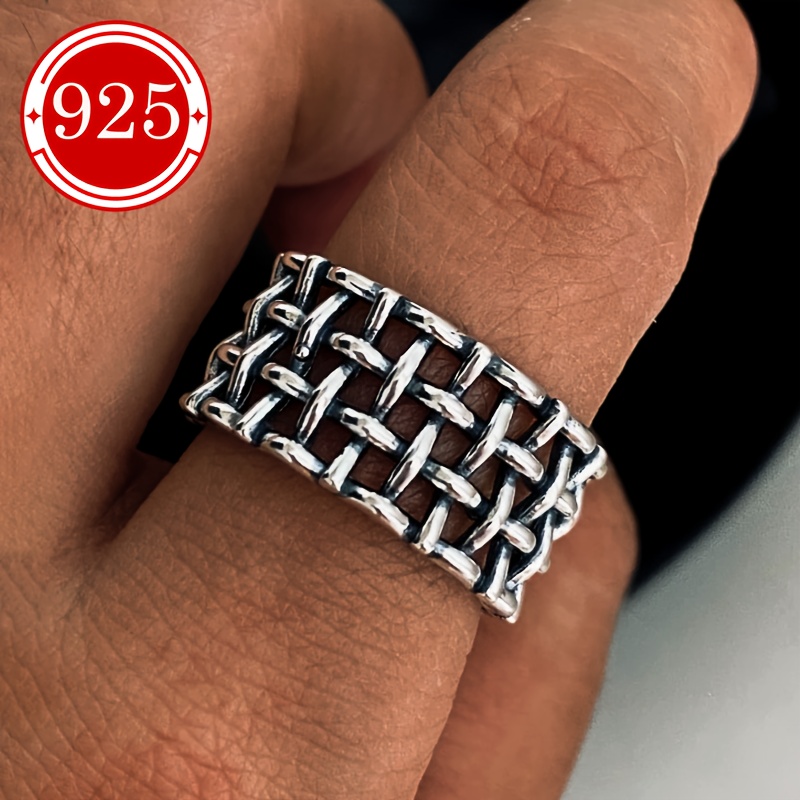 925 Silver Vintage Inspired Wide Face Crossweave Ring for Women