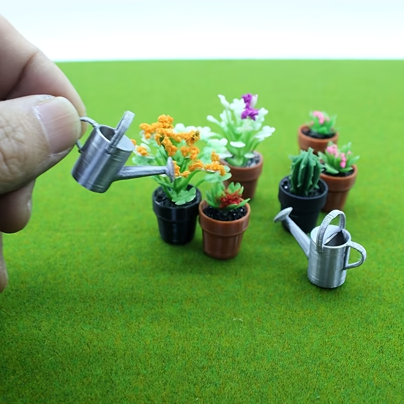 1pc Dollhouse Miniature Garden Watering Can Model, Pocket Iron Watering Can, Outdoor Yard Micro Decor, Dollhouse Decoration, Diy Scene Accessory