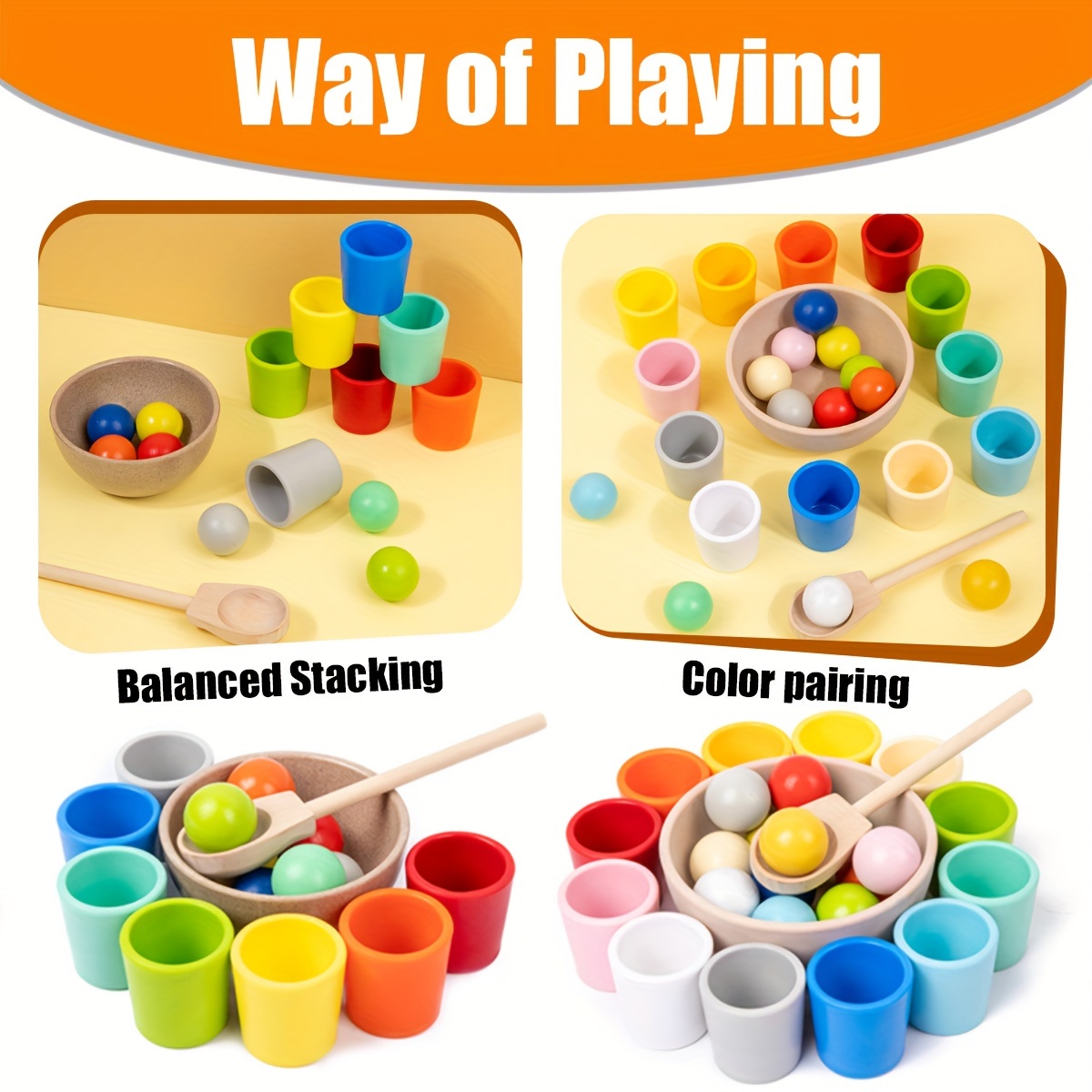 Rainbow Ball Matching Toy Set for Fine Motor Skills
