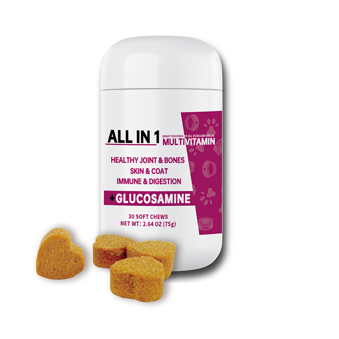 TEMU Multivitamins For Dogs, Digestive Health, Joint, Hip, Skin And With Probiotics, Enzymes, Dog Supplement 120 Chews
