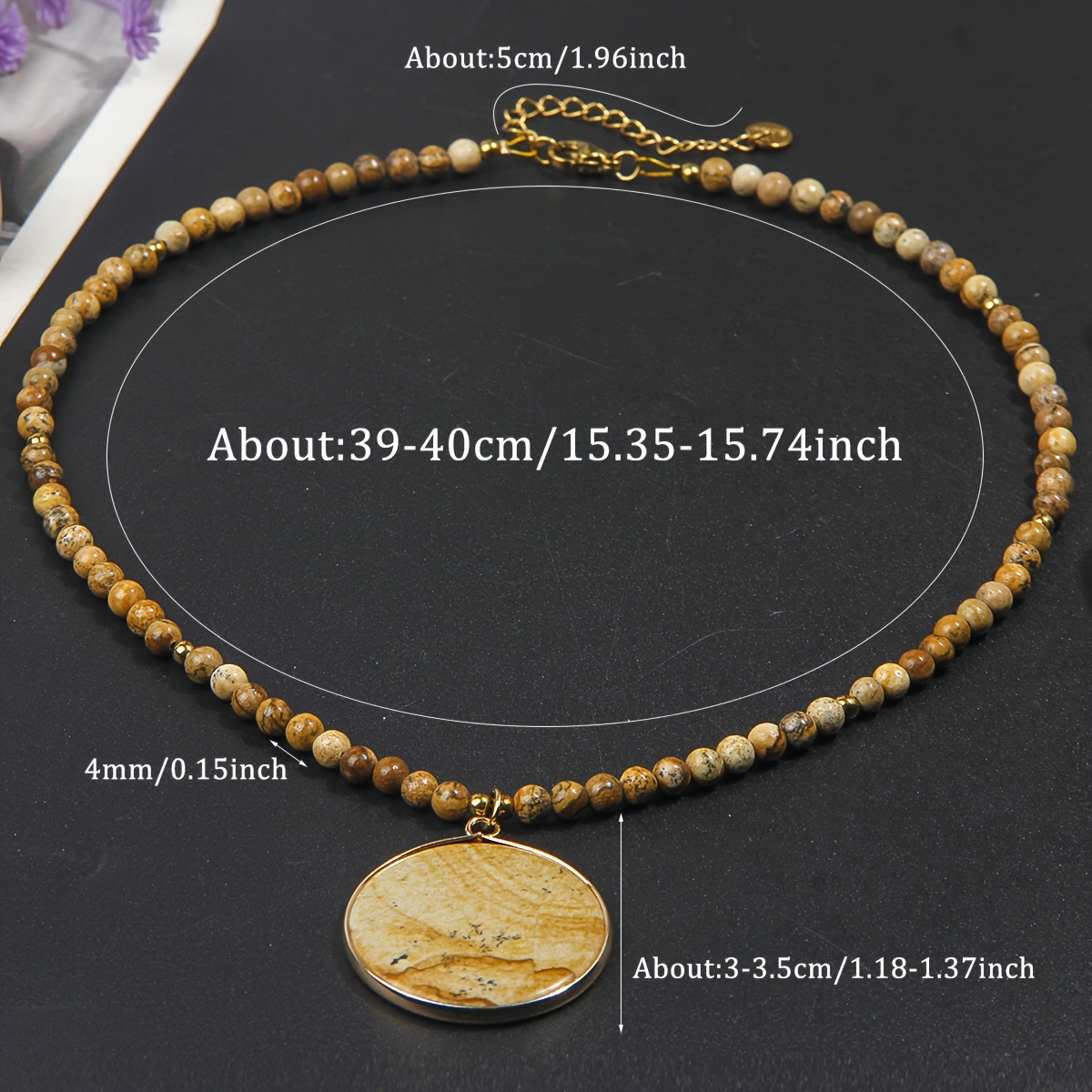 Elegant Natural Stone Necklace with Golden Spacer Design