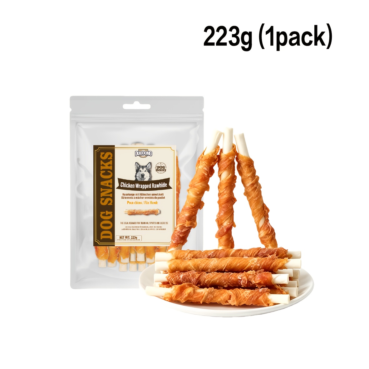 TEMU Chicken Wrapped Rawhide Dog Chews | Long-lasting Natural Dental Chews | Training Rewards For Small Dogs, High Protein Grain-free