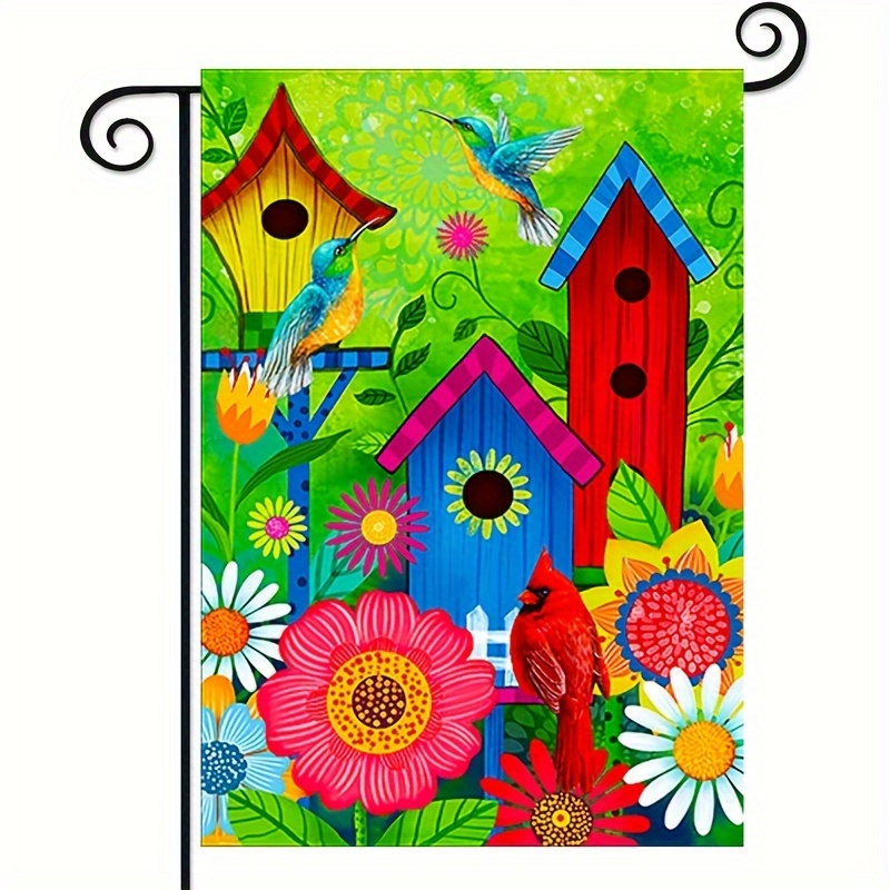 

Spring & Summer Bird-themed Double-sided 12x18 Inch Garden Flag – Seasonal Farmhouse Outdoor Fabric Decor Flag, Weather-resistant With Reinforced Stitching, No Power Required