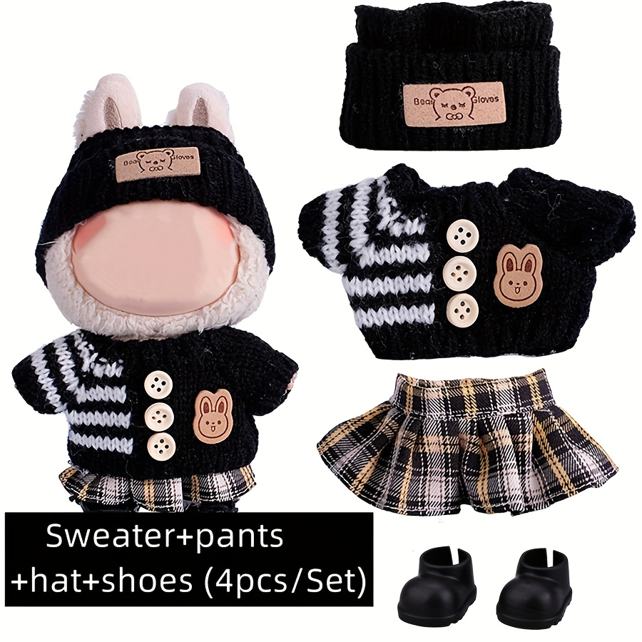 Tenues Pour Poupée Labubu 17 Cm – 3 Ensembles Avec Chapeau Bucket Et Combinaisons Assorties – Idéal Collection Et Jeu