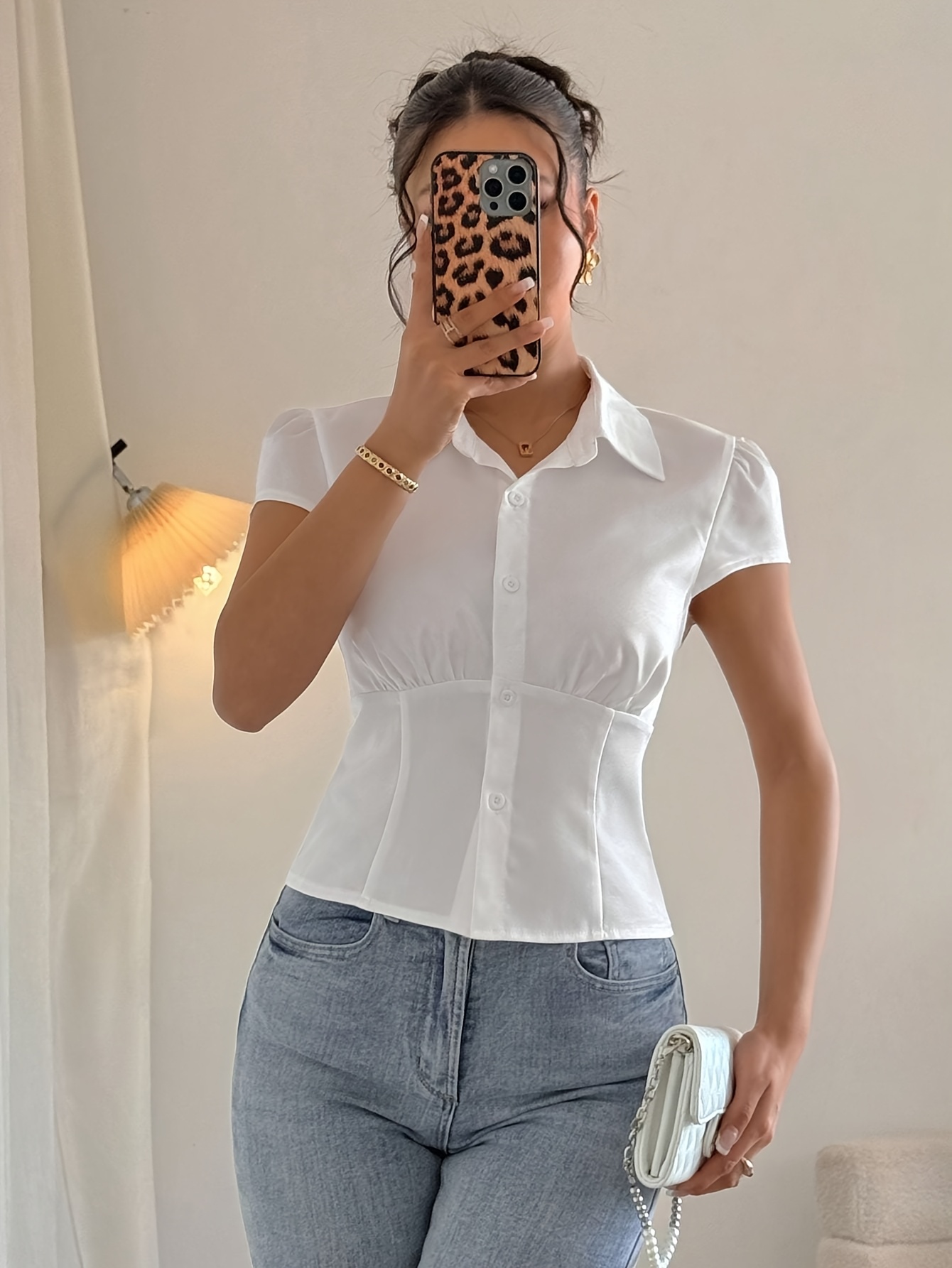 chemise blanche à manches courtes femme Temu Switzerland