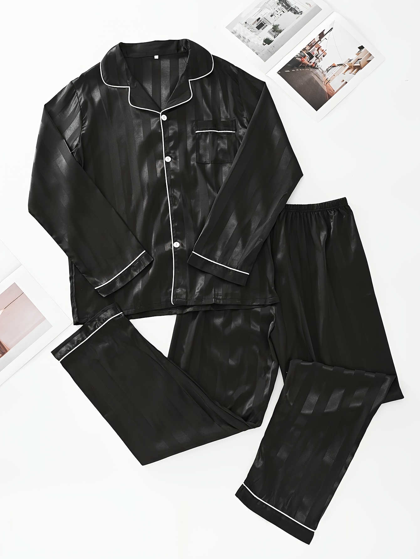 delige set heren pyjama met kleurprint gestreepte print Temu