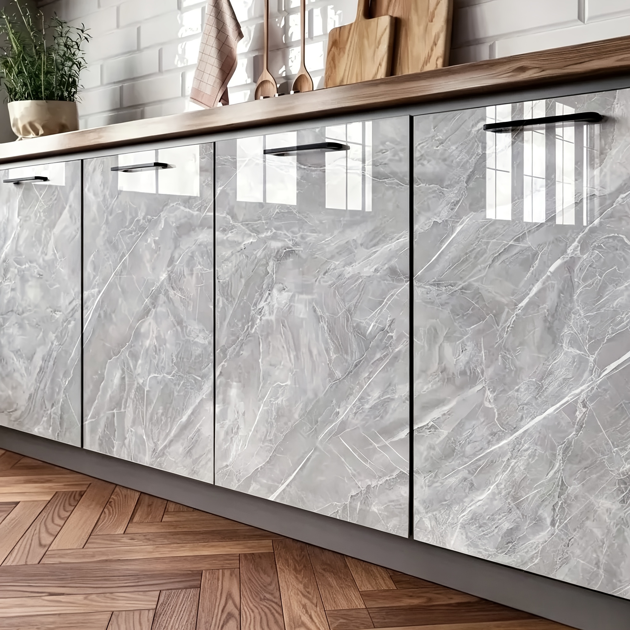 1 Roll Marble Contact Paper, Waterproof, Stain-resistant, Easy To Clean, Removable Film For Kitchen Countertop And Bathroom, Desktop Cabinet Door Decoration Stickers