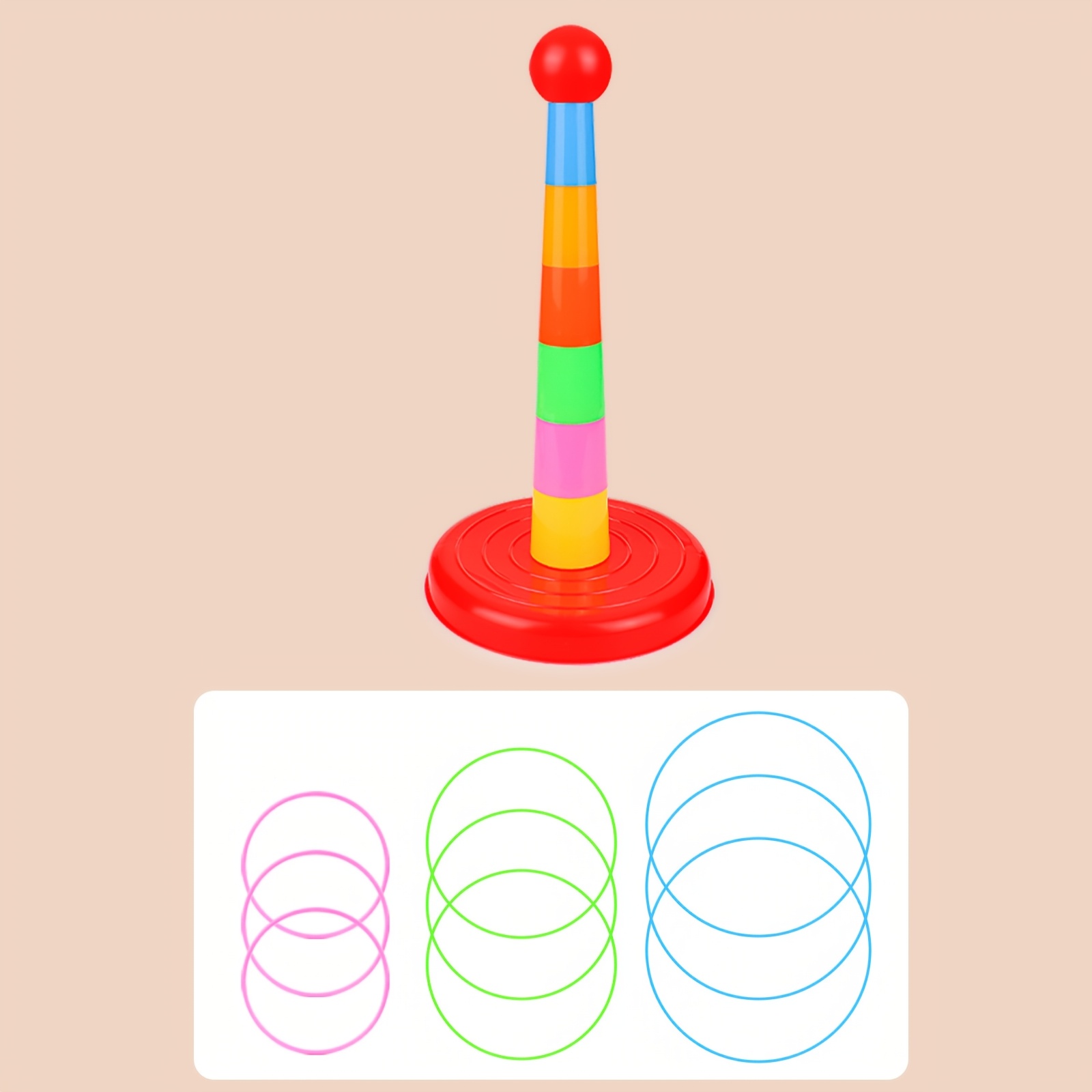 TEMU 1 Set Kids Tower - Plastic Material, Parent-child Interactive Toy, Indoor & Outdoor Educational Puzzle, Fun Competition For Kindergarten Children