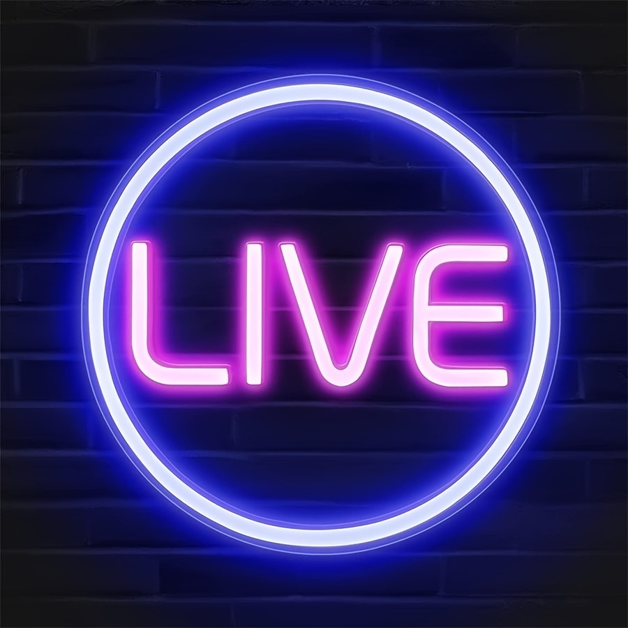 1pc LIVE Neon Sign, LED Live On Air Luces De Neón Para Twitch, Tiktok,   Streamers / Gamers - Cool Live Streaming / Recording Sign - Letrero  LED