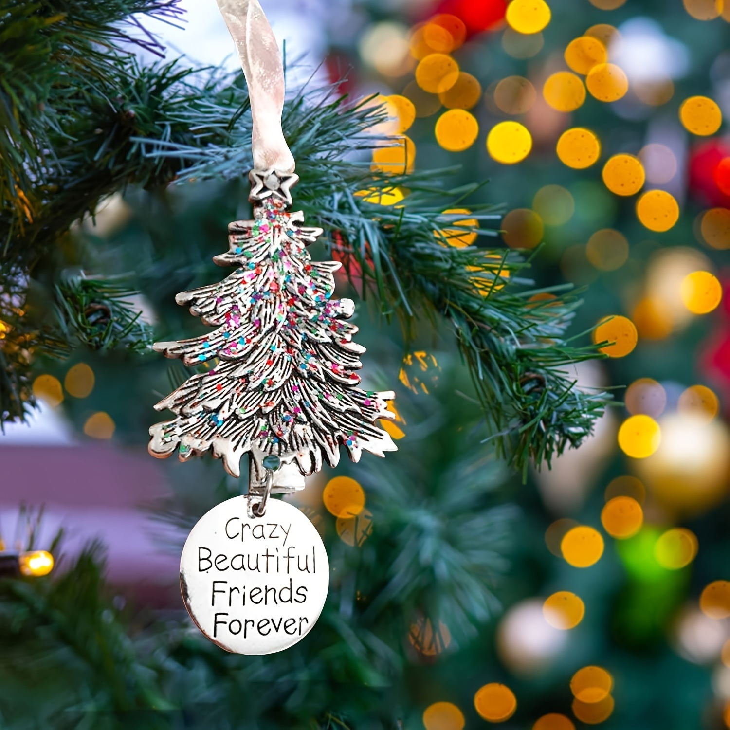 

Festive Metal Christmas Tree Ornament: - Home, Kitchen, Or Car Decor