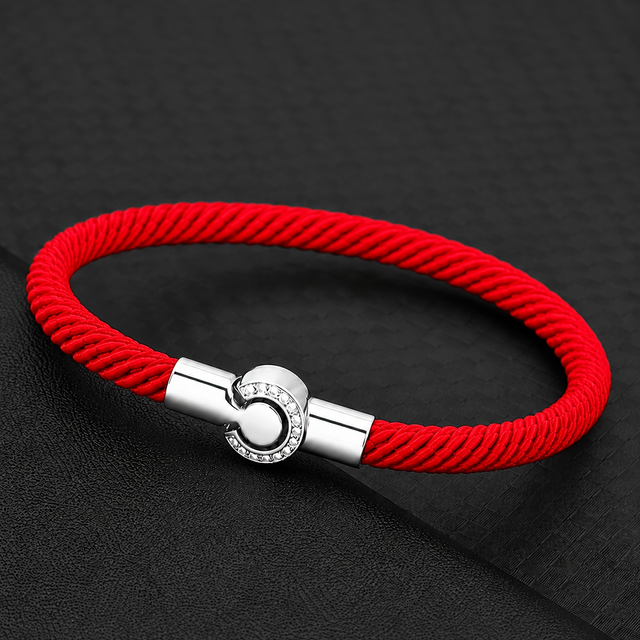 TEMU Bracelet 1 pièce pour homme en corde tressée simple, bracelet tressé à fermoir magnétique, plusieurs couleurs disponibles, dragonne en cordon de