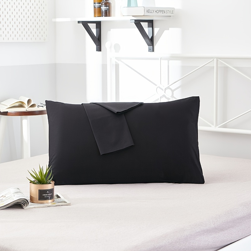 pair of simple solid polyester pillowcases for bedroom use   friendly and breathable details 9