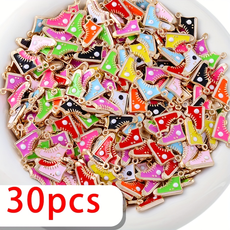 E-shop 30 bunte Sportschuh-Anhänger, verschiedene Farboptionen für die Schmuckherstellung, für Halsketten, Ohrringe und Armbänder,