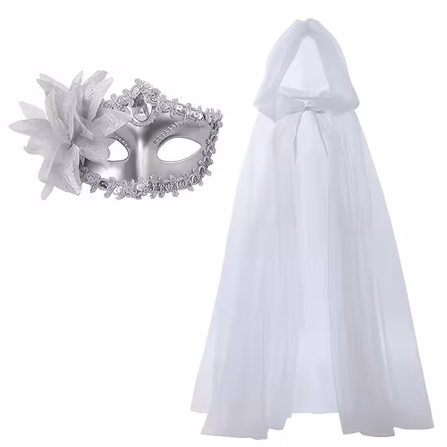 Bride Witch Vampire Costume Cloak Mask