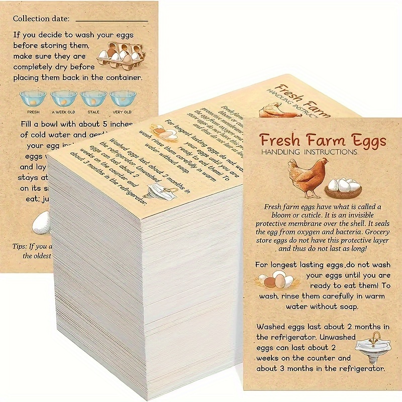 

100pcs Fresh Farm Eggs Handling Instructions Business Card Eggs Cards Label For Eggs Cartoons Accessories (simple Style)