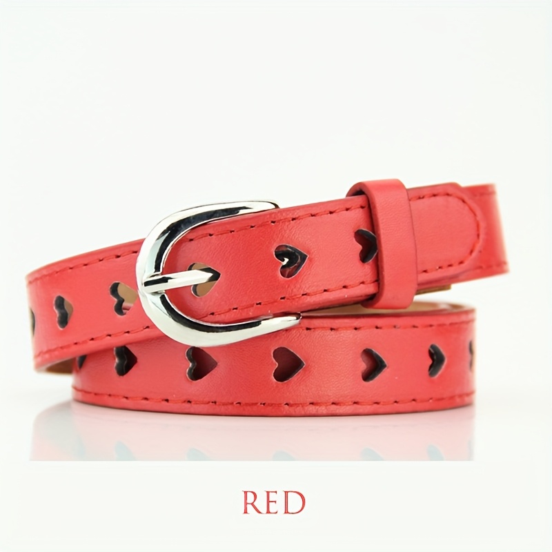 TEMU 1pc Women's Casual Belt With Heart - Colorful Options, Durable Regular Size Belt For Dresses & Jeans, Easy- Cloth Care