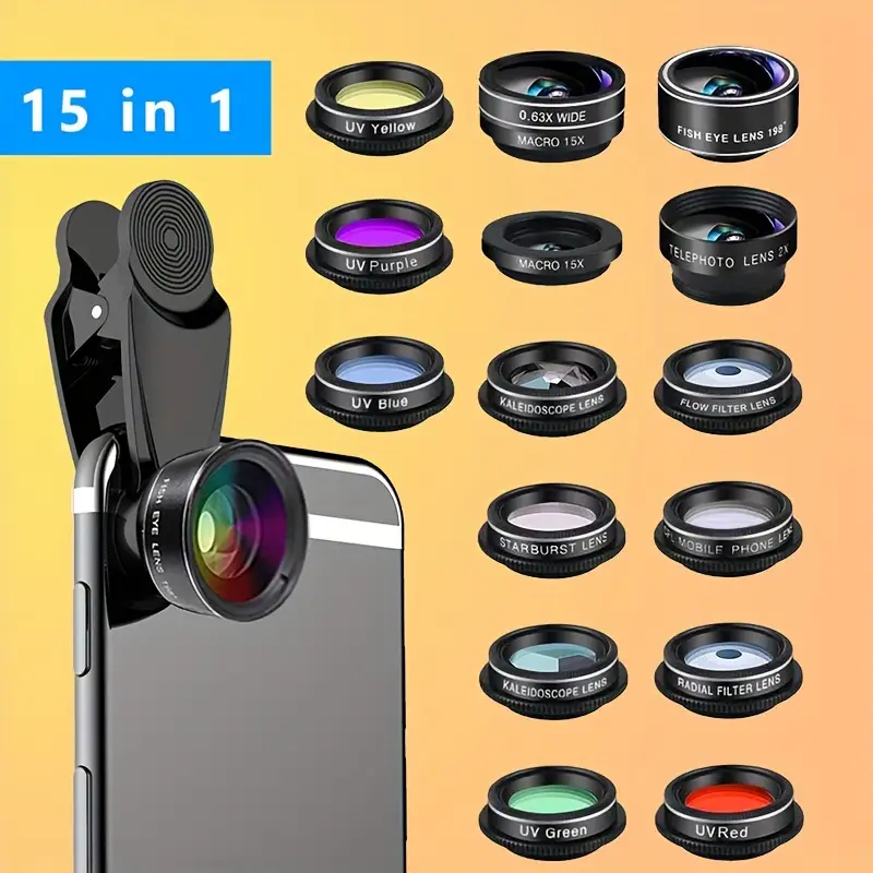 mobile phone camera lens kit 15 in lens selfie light Temu Ireland